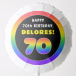 [ Thumbnail: 70th Birthday: Colorful Rainbow # 70, Custom Name Balloon ]