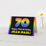 [ Thumbnail: 70th Birthday: Colorful Rainbow # 70, Custom Name Card ]