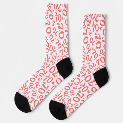 70th Birthday Coral Random Number Pattern  Socks