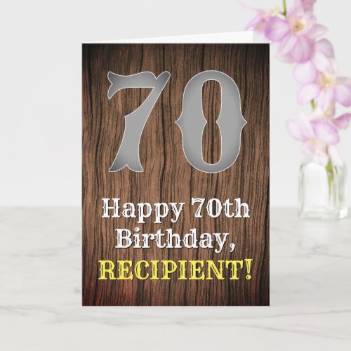 70th Birthday Country Western Inspired Look Name Card