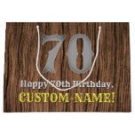 [ Thumbnail: 70th Birthday: Country Western Inspired Look, Name Gift Bag ]