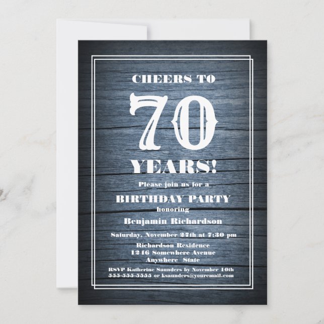 70th Birthday Country Wood Party Invitation (Front)
