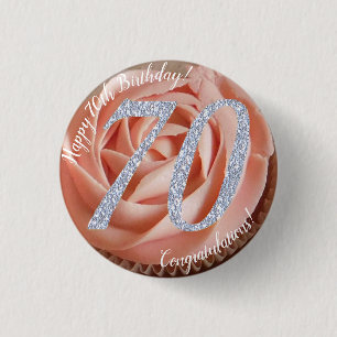 70th Birthday Cupcake 3 Cm Round Badge Button