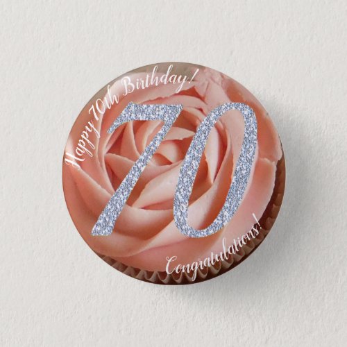 70th Birthday Cupcake 3 Cm Round Badge Button