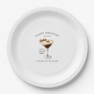 70th Birthday Custom Paper Plate Espresso Martini