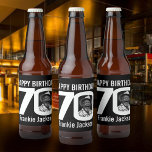 70th Birthday custom photo name black white Beer Bottle Label<br><div class="desc">70th birthday black and white photo party paper beer or wine labels. Great to add a personal touch to a surprise seventieth birthday party. Customize with your birthday boys or girls photo in the 0 of 70 and personalize with your choice of name. Designed by Sarah Trett for www.mylittleeden.com</div>