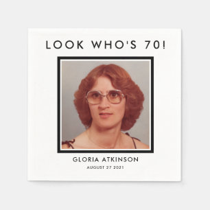 70th birthday custom photo napkins
