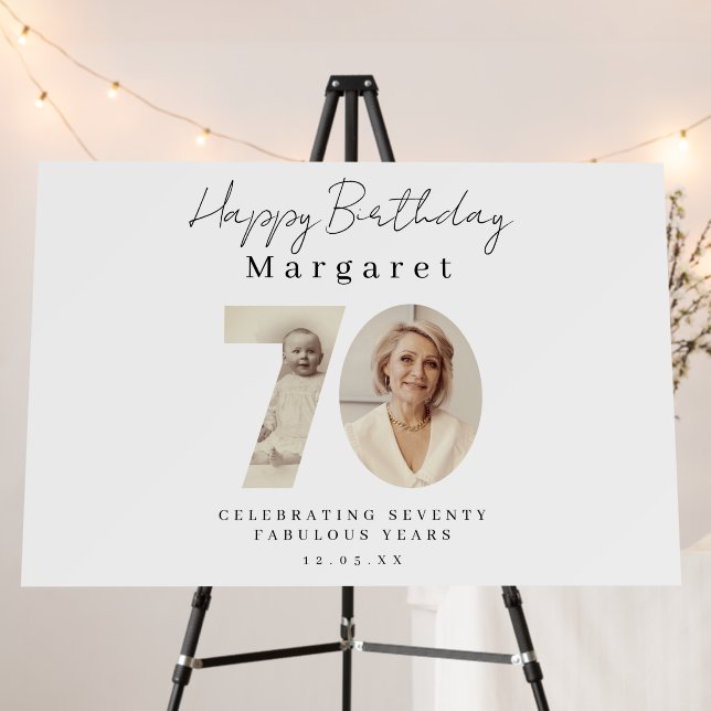 70th Birthday Custom Photo Welcome Sign (In Situ (Stand))