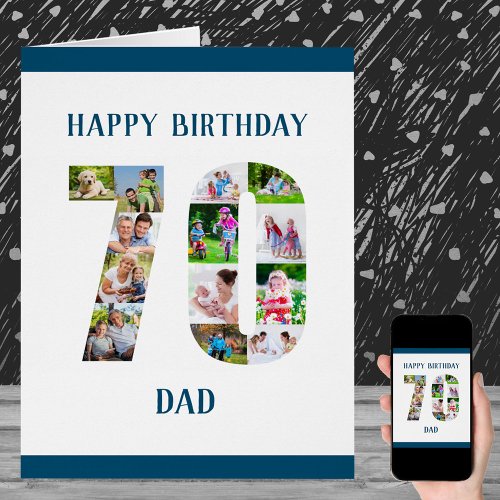 70th Birthday Dad Number 70 Photo Collage Big
