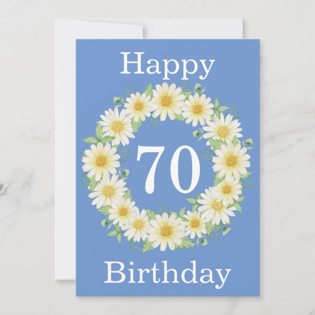 70th Birthday Daisy Watercolor Flat Card (Front)