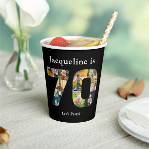 70th Birthday Design Your own Photo Collage Paper Cups