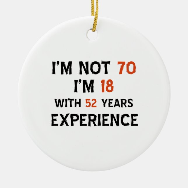 70th birthday designs ceramic ornament (Front)