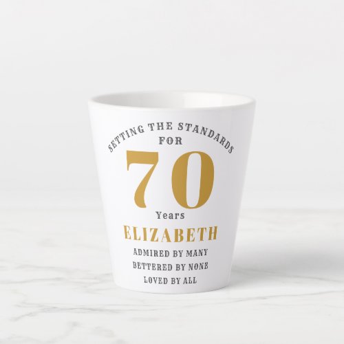 70th Birthday Elegant Chic Template Name  Message Latte Mug