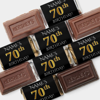 70th Birthday — Elegant, Faux Gold Look 70 + Name Hershey's Miniatures