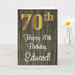 [ Thumbnail: 70th Birthday: Elegant Faux Gold Look #, False Woo Card ]