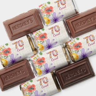 70th Birthday - Elegant Floral Number 70 Thank You Hershey's Miniatures