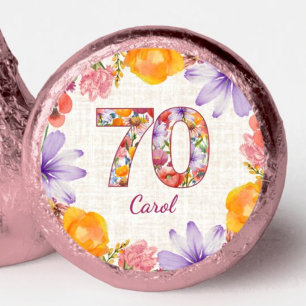 70th Birthday Elegant Floral Pink Party Chocolates Hershey®'s Kisses®