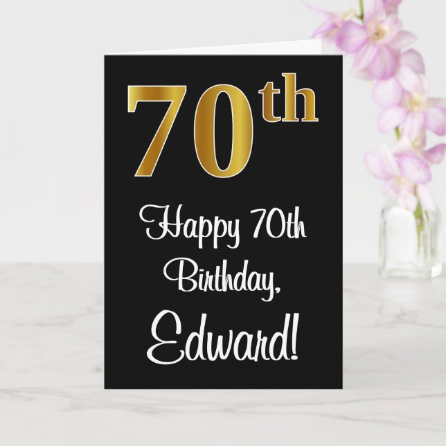70th Birthday ~ Elegant Luxurious Faux Gold Look # Card (Orchid)