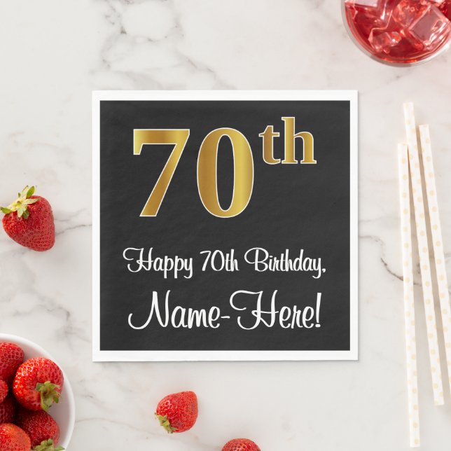 70th Birthday ~ Elegant Luxurious Faux Gold Look # Napkins (Insitu)
