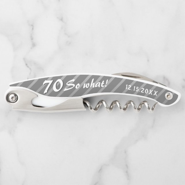 70th Birthday Elegant Modern 70 So what Birthday Waiter's Corkscrew (Front)