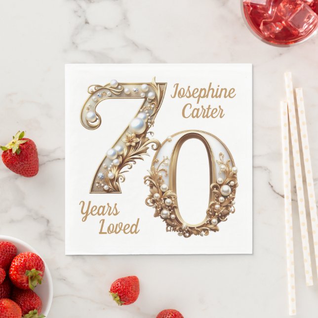 70th Birthday Elegant Party Napkins (Insitu)