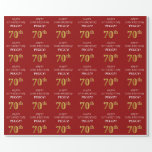 [ Thumbnail: 70th Birthday: Elegant, Red, Faux Gold Look Wrapping Paper ]