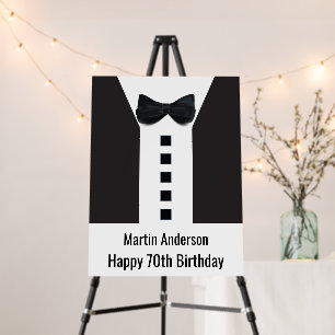 70th Birthday Elegant Tuxedo 🎉 Celebration Sign 