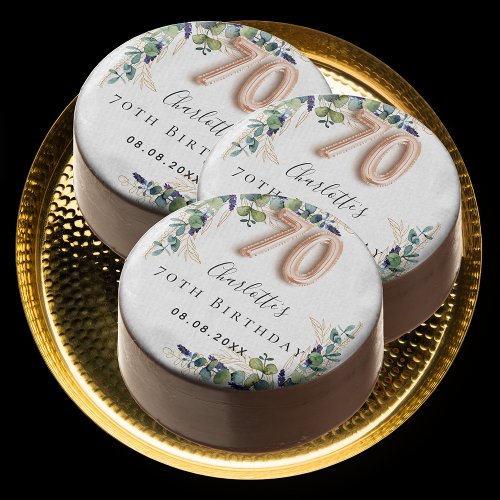 70th Birthday eucalyptus greenery name Chocolate Covered Oreo