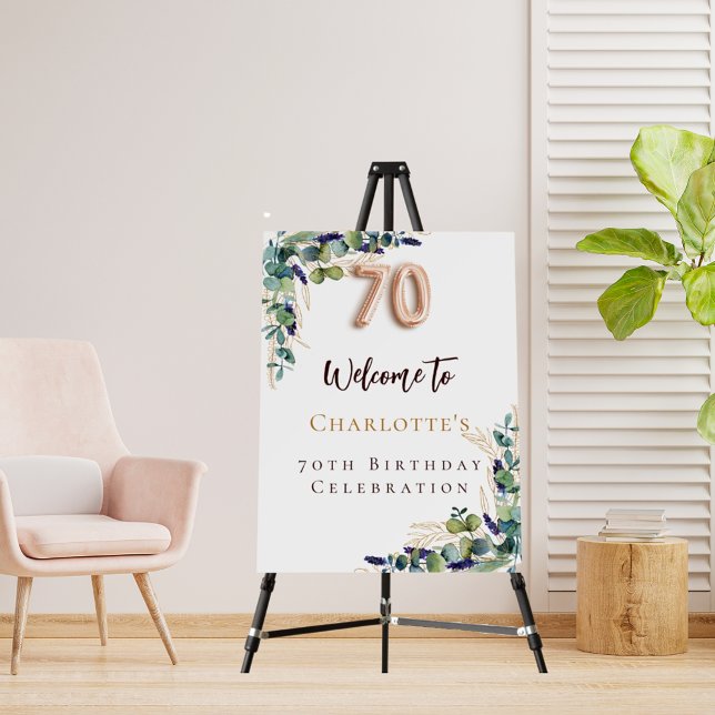 70th Birthday eucalyptus greenery welcome Foam Board (Creator Uploaded)