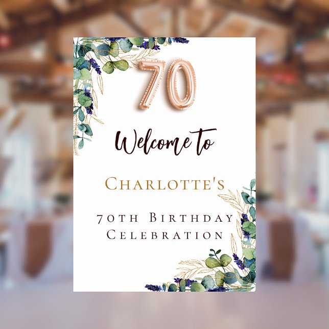 70th Birthday eucalyptus greenery welcome Poster (Creator Uploaded)