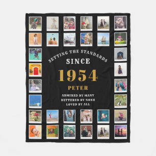 70th Birthday Family Photo Collage 32 Photographs Fleece Blanket