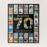 70th Birthday Family Photo Template Black Jigsaw Puzzle<br><div class="desc">Make that birthday gift a very special memories keepsake with this wonderful photo collage jigsaw puzzle. Add your favorite images to create a heartfelt and touching present.</div>