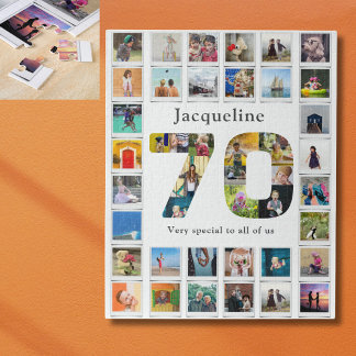 70th Birthday Family Photo Template Jigsaw Puzzle