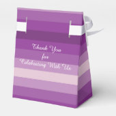 70th Birthday Favor Box, Purple Stripes Favor Boxes (Back Side)