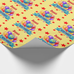 70th Birthday Festive Colorful Balloons C01FZ Wrapping Paper