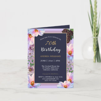 70th Birthday Festive Spring Flower Invitation