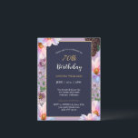 70th Birthday Festive Spring Flower Postcard<br><div class="desc">Festive Floral Invitation Postcard for your 70th Birthday party combine dark dusky blue background for easily readable text with bright front flowers full of spring sunlight.</div>