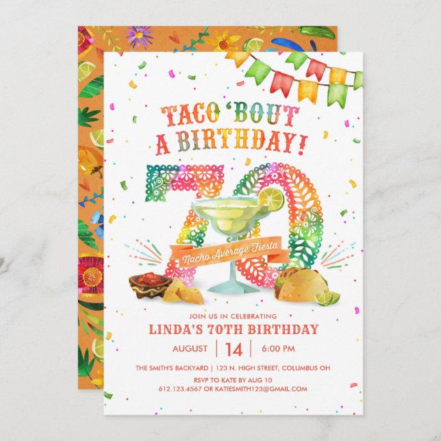 70th Birthday Fiesta Invitation (Front/Back)