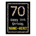 [ Thumbnail: 70th Birthday: Floral Flowers Number “70” + Name Card ]