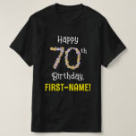 [ Thumbnail: 70th Birthday: Floral Flowers Number “70” + Name T-Shirt ]