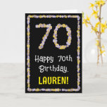 [ Thumbnail: 70th Birthday: Floral Flowers Number, Custom Name Card ]