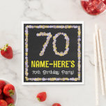 [ Thumbnail: 70th Birthday: Floral Flowers Number, Custom Name Napkins ]