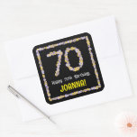 [ Thumbnail: 70th Birthday: Floral Flowers Number, Custom Name Sticker ]