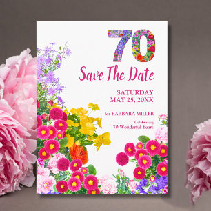 70th Birthday Floral Garden Elegant Party Save The Date