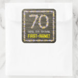 [ Thumbnail: 70th Birthday: Floral Number, Faux Wood Look, Name Sticker ]