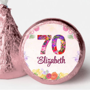 70th Birthday Floral Party Chocolates Pink Hershey®'s Kisses®