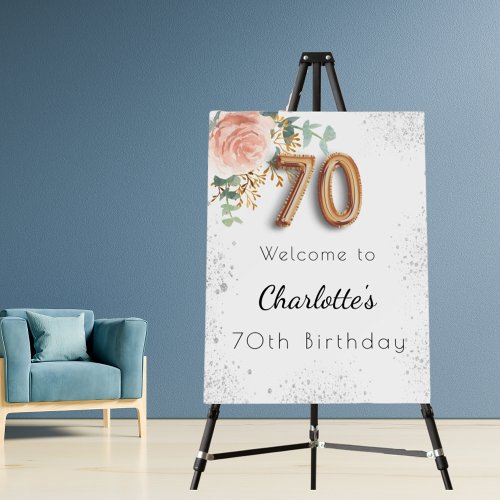 70th Birthday floral rose gold glitter eucalyptus Foam Board