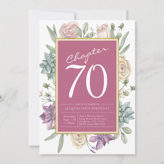 70th Birthday Floral Surprise Party Invitation (Front)
