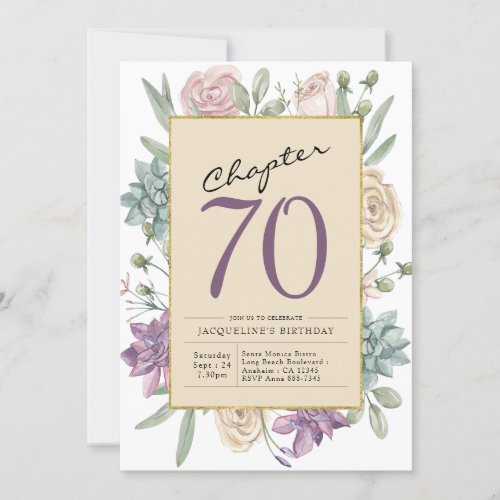 70th Birthday Floral Surprise Party Invitation