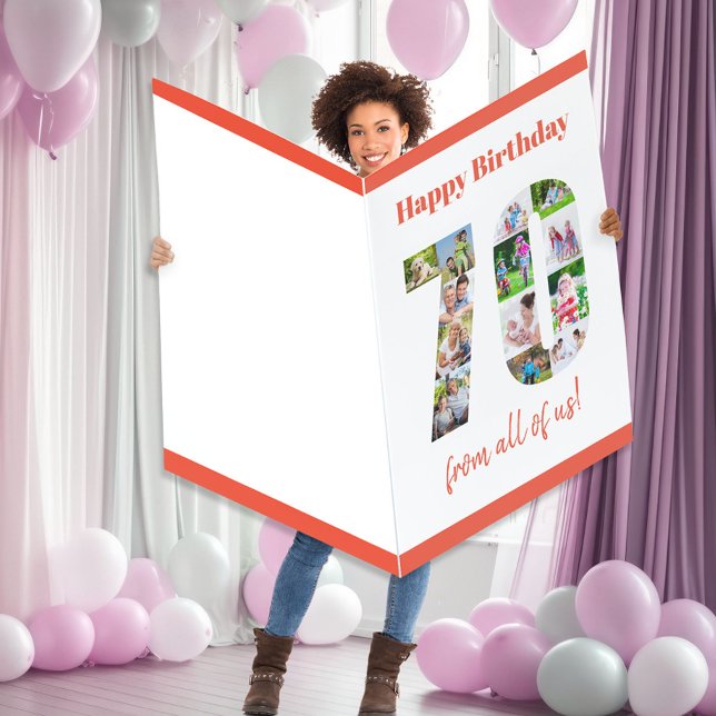 70th Birthday From All of Us Photo Collage Jumbo Card (Creator Uploaded)